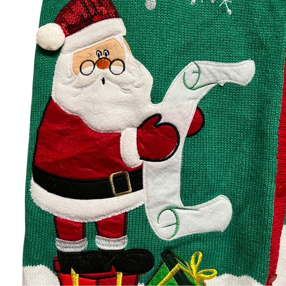 Holiday Time North Pole Santa Elf Embroidered Christmas Sweater Vest 1X - Picture 2 of 5